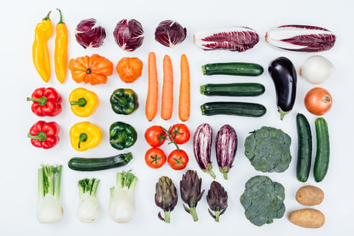 Preview: Fresh tasty vegetables on white background
