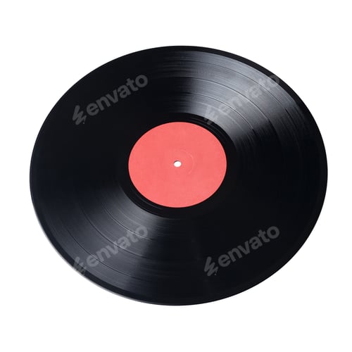 Preview: 12-inch vinyl record with red label isolated.