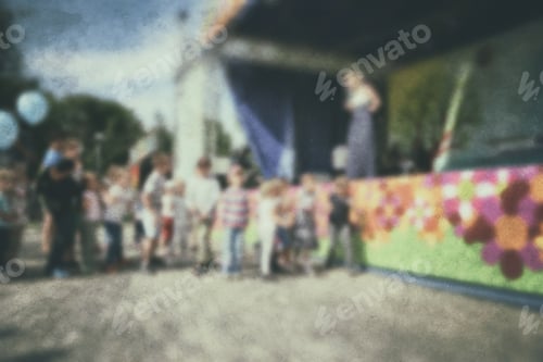 Preview: Old Photo- Blurred Background People. Fast Motion: Active Play - Activities For Children Outdoors