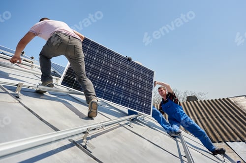 Preview: Installing solar photovoltaic panel system on roof of house