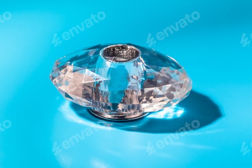 Preview: perfume glass bottle on light blue background. Eau de toilette