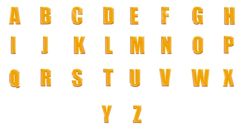 Preview: 3d illustration golden fonts set or collection isolated
