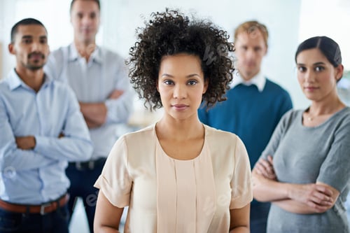 Preview: Leading by example. Portrait of a group of diverse colleagues standing in an office.