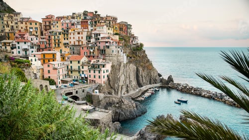 Preview: View of Manarola at sunset in Italy