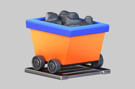 Preview: Cartoon-style mine cart filled with coal.