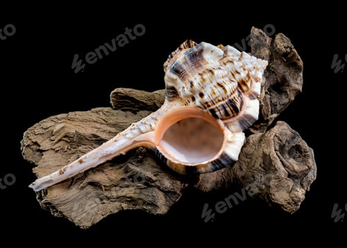 Preview: Murex Haustellum Shell on Driftwood
