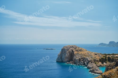 Preview: View from Lindos acropolis to St. Paul's bay and mediterranean sea