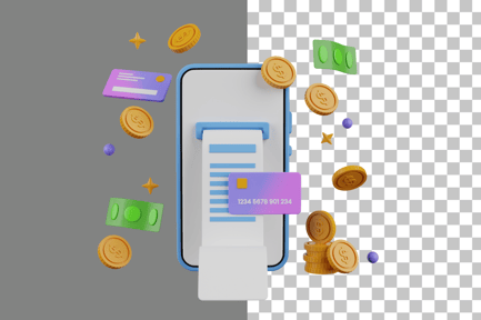 Preview: Mobile Smartphone with Paying Bills 3D Icon