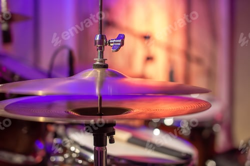 Preview: Drums, cymbals, hi hat on a beautiful background in the recording Studio.