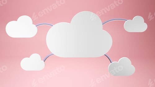 Preview: Cute clouds on pink background 3d render