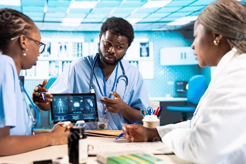 Preview: Medical professionals collaborating using diagnostic tools and data