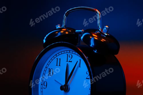 Preview: Alarm clock close up on black background