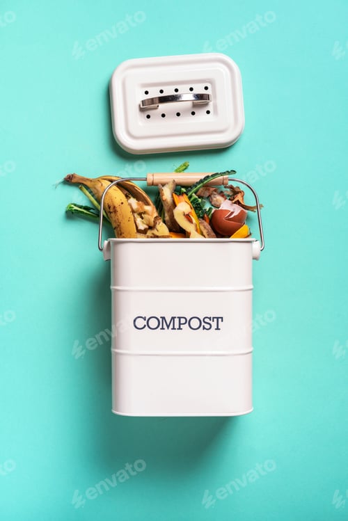 Preview: Recycle kitchen waste. Sustainable and zero waste living. Vegetable waste in recycling compost pot