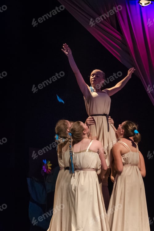 Preview: staging on the stage of a children's theater with actors
