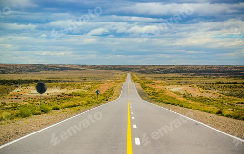 Preview: Landscape with a long empty road