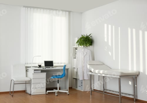Preview: Interior of modern medical office with doctor's workplace
