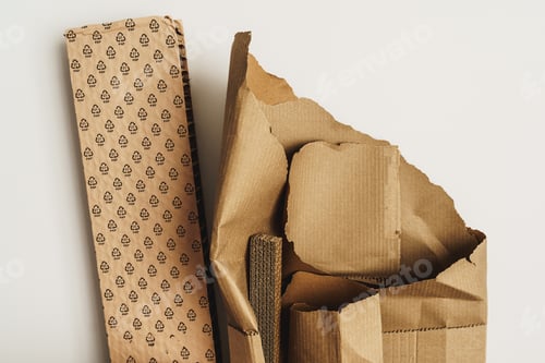 Preview: Closeup shot of Cardboard Waste with PAP 21 symbol. Concepts of Paper Recycling and Waste Sorting