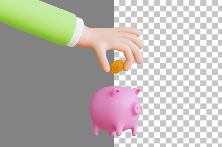 Preview: Hand Putting Coin to Piggy Bank 3D Icon