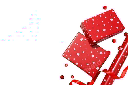 Preview: Wrapped Christmas Gifts with Ribbon and Confetti