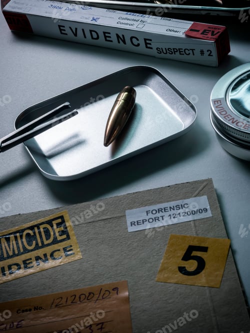 Preview: Criminalistic Laboratory, Bullet shell analysis, conceptual image