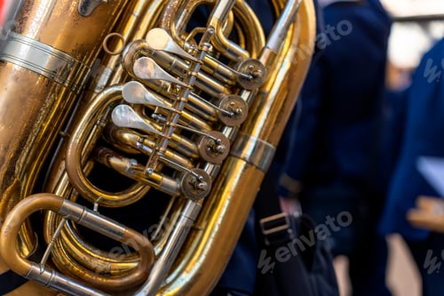 Preview: Wind instrument music band making music on the street.