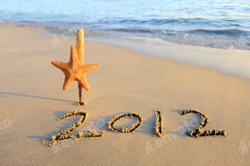 Preview: 2012 New Year Message On The Sand Beach With Starfish