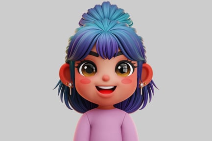 Preview: Smiling Cute 3D Chibi Korean Girl Character