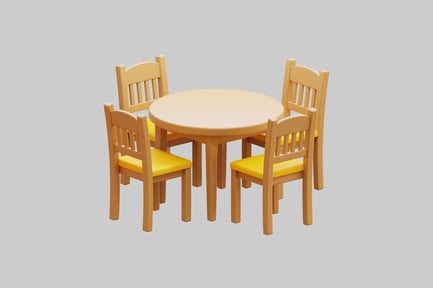 Preview: Wooden table and four chairs
