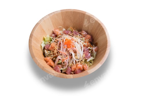 Preview: Wooden Bowl filled with Asian Inspired Cuisine