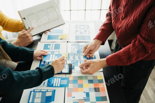 Preview: ui designer brainstorming about mobile app interface wireframe design