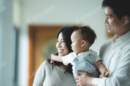Preview: father day concept, happy and smiling child or daughter having fun and love with family parent