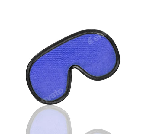 Blue Sleep Mask on White Background with Reflection