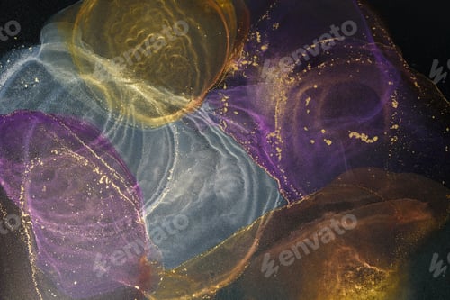 Preview: Abstract Liquid Art Background in Gold and Purple