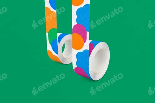 Preview: Colorful washi tape on green background