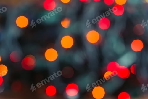 Preview: Red and orange holiday bokeh. Abstract Christmas background