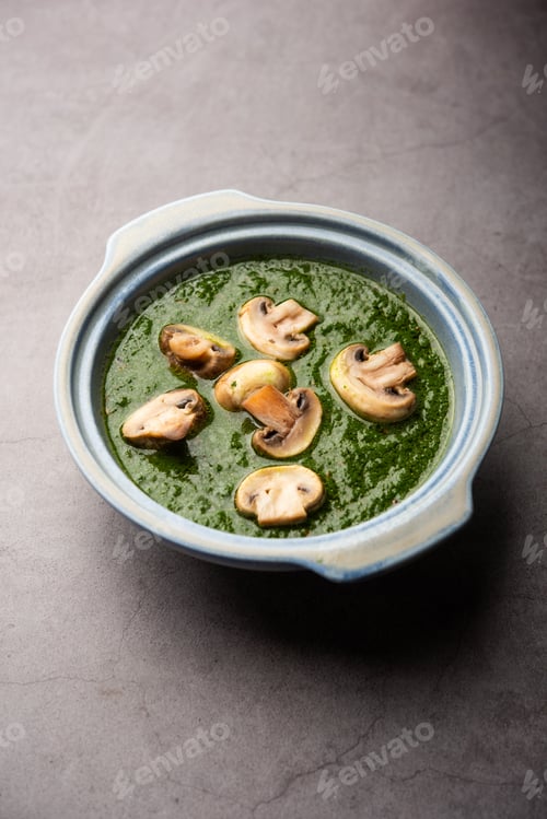 Preview: Palak Mushroom is an Indian curry dish
