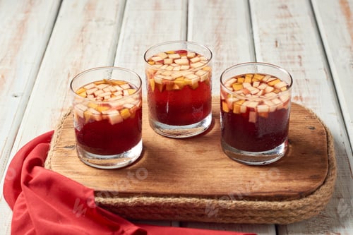 Preview: Refreshing cocktail called clericot or sangria, with citrus and red wine.