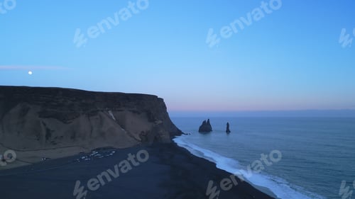 Preview: Drone shot of black sand beach