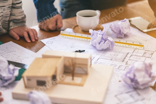 Preview: Group of an architect feel stressed after working on architecture model together