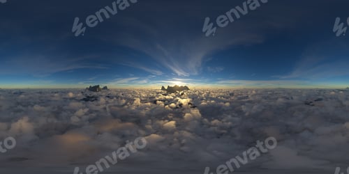Preview: Dramatic Aerial Panorama of Clouds and Mountain Landscape. Nature Background.
