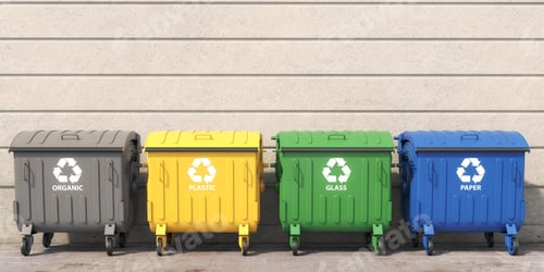 Preview: Garbage containers with separated garbage on a street