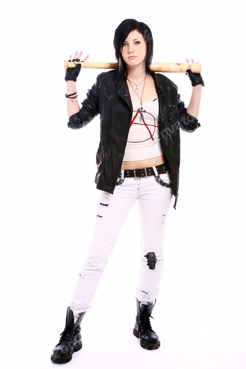 Preview: Young punk girl with baseball bat