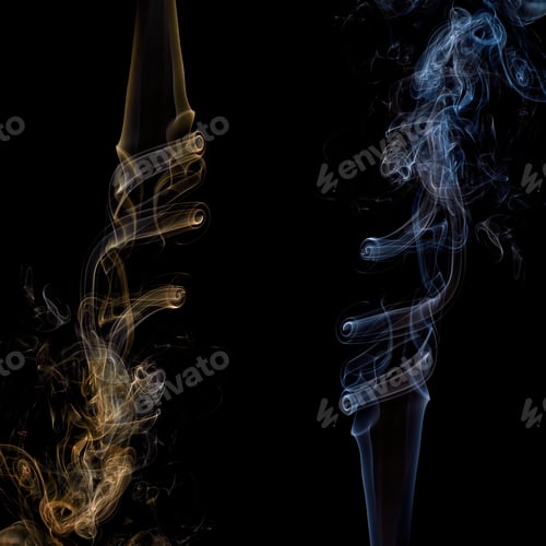 Preview: Abstract Smoke on black Background. Abstract flowing steam of air humidifier with swirl