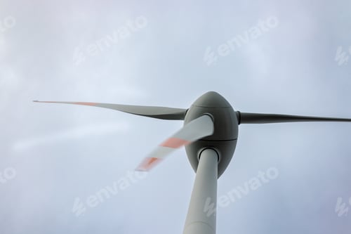 Preview: Wind turbine with blades against the sky close-up