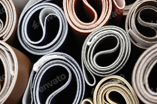 Preview: Closeup shot of surfaces and textures of folded fabrics cloth found at a fabrics market
