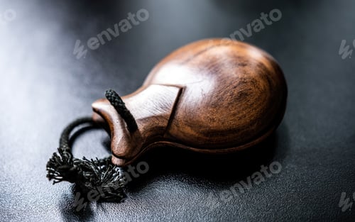 Preview: Wooden Castanet on a Dark Background