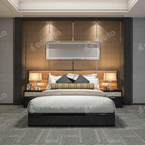 Preview: 3d rendering modern luxury bedroom suite and bathroom