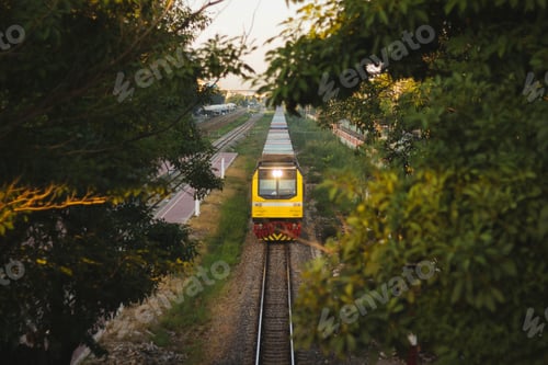 Preview: High angle view of a train on the railway