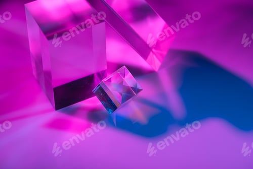 Preview: Glass crystal prism. Multicolor light effect