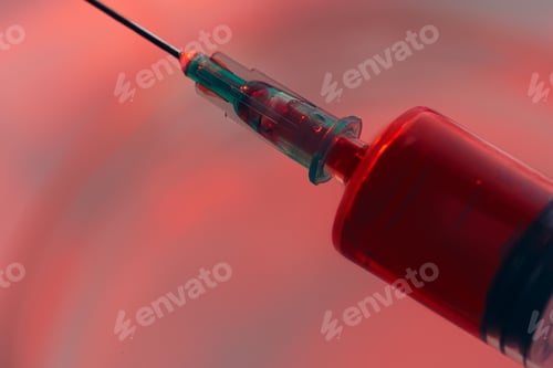 Preview: Syringe with blood inside close up photo